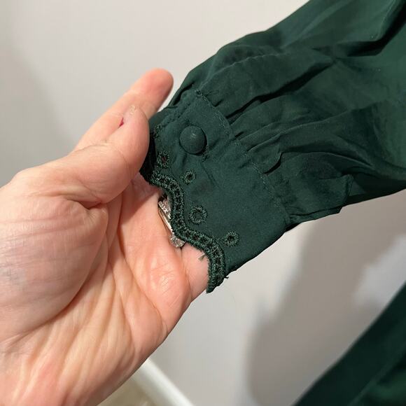 Gap Green Maxi Dress L Tall NWT Holiday Party Long Sleeve Emerald Evening - Picture 4 of 11